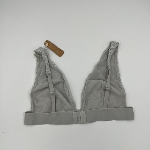 SKIMS Cotton Ribbed Plunge Bralette Light Heather Gray 2X - Picture 2 of 7